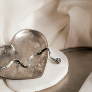 Srebrna bransoletka modułowa kwiat z cyrkoniami