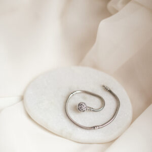 Srebrna bransoletka modułowa róża z cyrkoniami