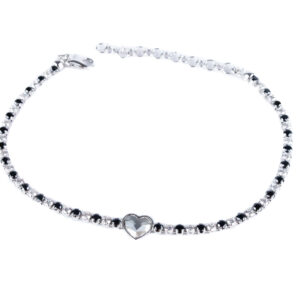 Srebrna bransoletka z cyrkoniami i serce