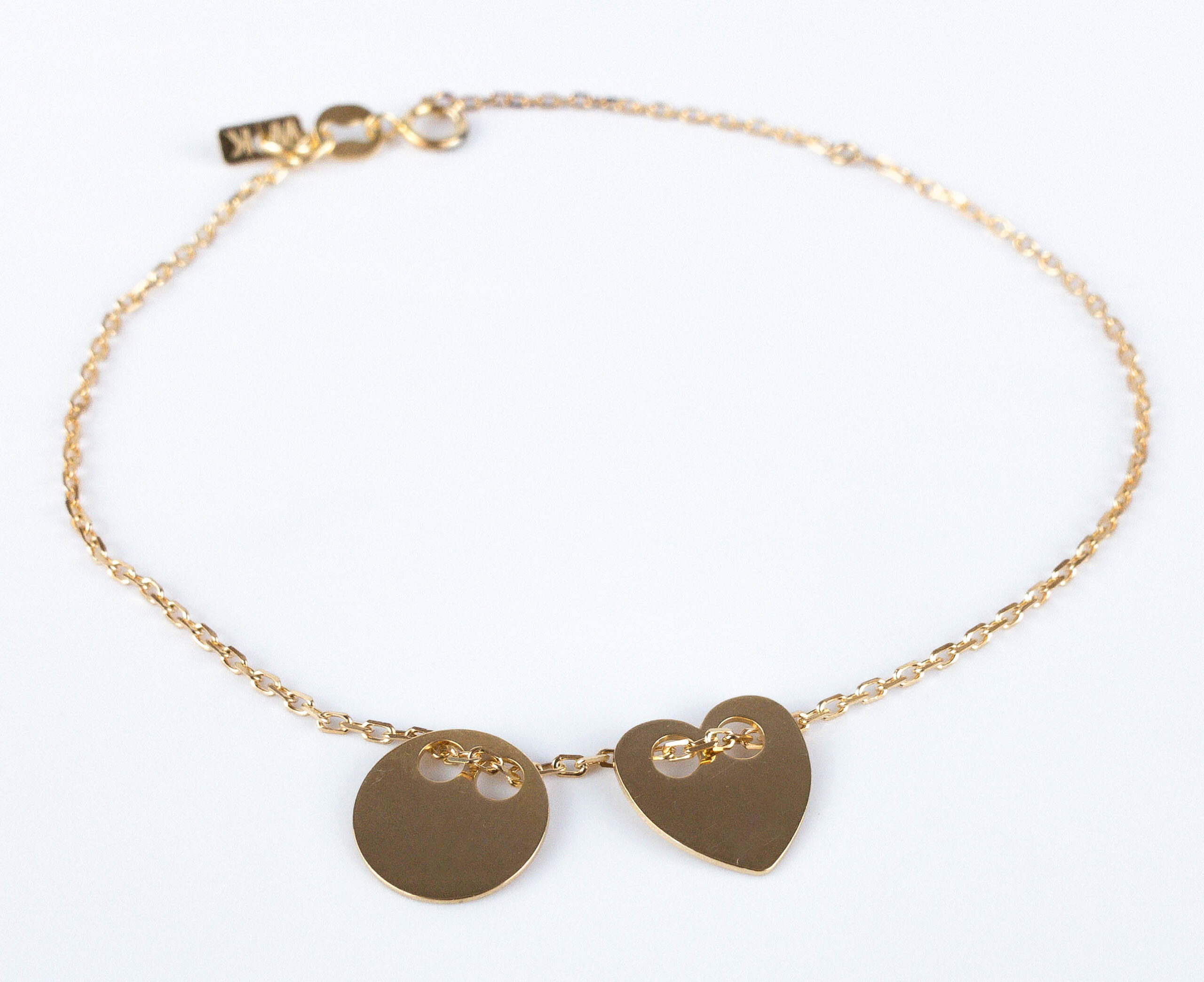 Bransoletka serce celebrytka srebrna pozłacana