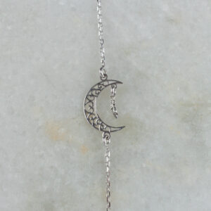 Srebrna bransoletka księżyc piórko