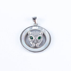 Srebrna zawieszka charms kot tygrys zwierzę + cyrkonie