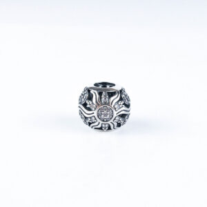 Srebrny charms koralik do bransoletki modułowej słońce z cyrkoniami