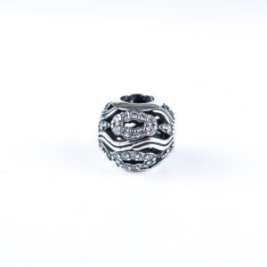 Srebrny charms koralik do bransoletki modułowej słońce z cyrkoniami