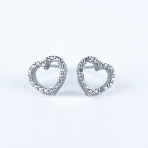 Srebrny zestaw biżuterii serce romantyczne cyrkonie (kolczyki + zawieszka)