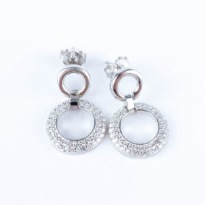 Srebrne kolczyki damskie koła wiszące cyrkonie