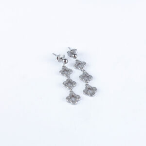 Kolczyki srebrne wiszące koniczyna cyrkonie modne kolczyki