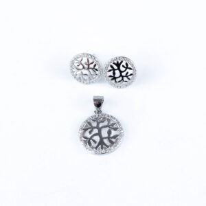 Srebrny komplet biżuterii z motywem drzewa życia