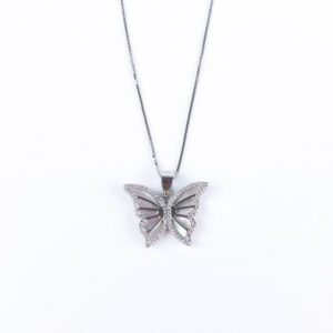 Srebrna zawieszka motyl masa perłowa i cyrkonie – wisiorek z motylem