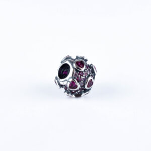 Przywieszka charms do bransoletki serca różowe kamienie cyrkonie