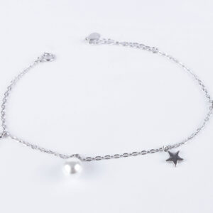 Srebrna bransoletka gwiazdki i perła