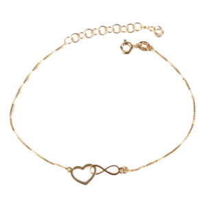 Srebrna bransoletka pozłacana serce i nieskończoność