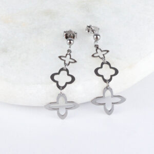 Srebrne kolczyki wiszące gwiazdki koniczynki