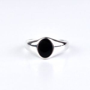 Srebrny pierścionek sygnet czarne oko