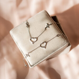 Komplet srebrny bransoletka i naszyjnik serce linia życia nieskończoność (Kopia)