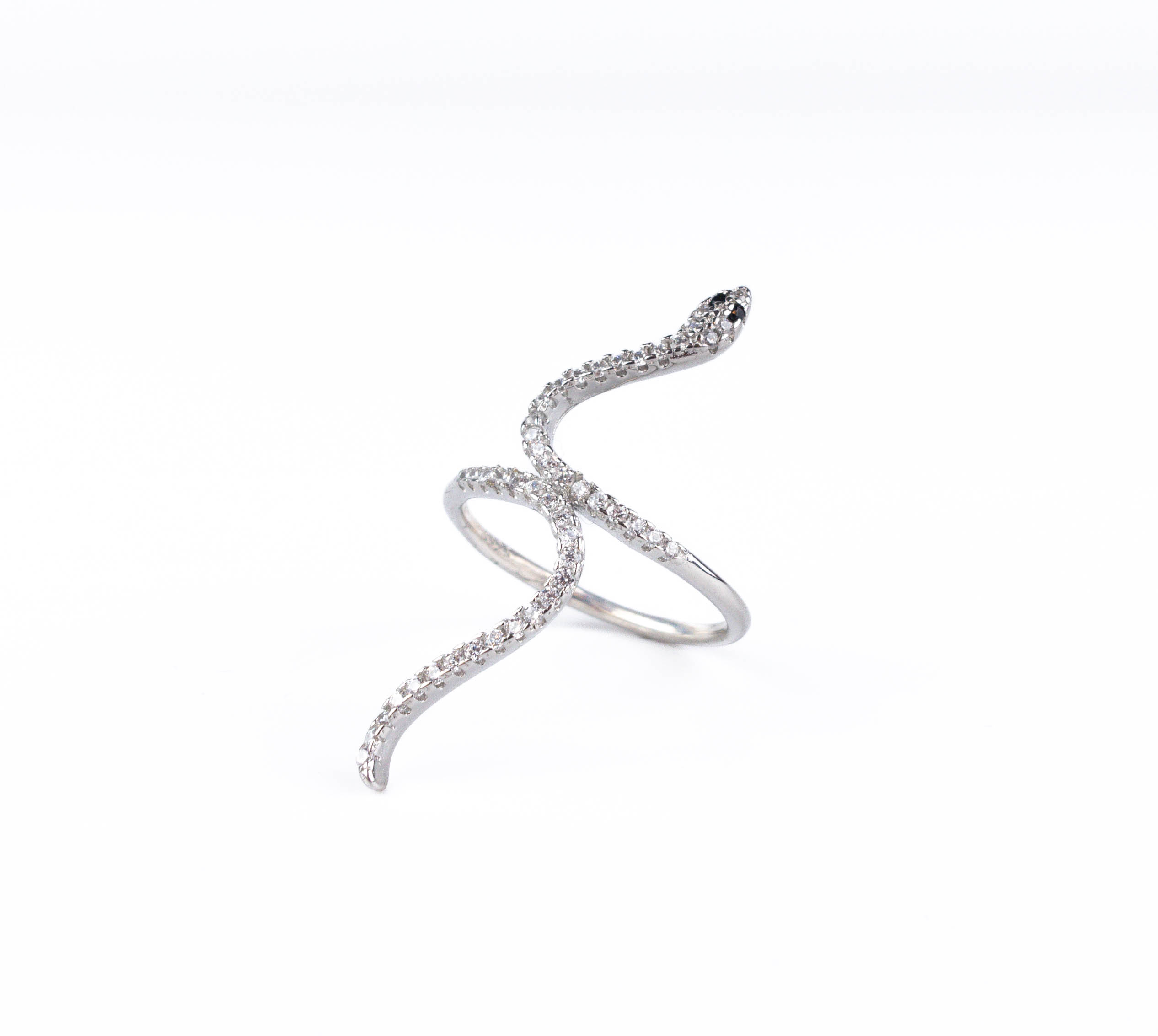 Srebrny pierścionek wąż z cyrkoniami - obrazek 2